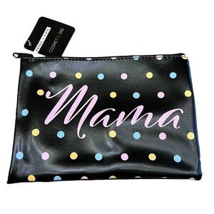 ”Mama” Black Polka Dot Zippered Makeup Pouch, NWT